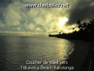 légende: Coucher de soleil vers Titikaveka Beach Rarotonga
qualityCode=raw
sizeCode=half

Données de l'image originale:
Taille originale: 177943 bytes
Temps d'exposition: 1/600 s
Diaph: f/680/100
Heure de prise de vue: 2003:04:23 17:37:09
Flash: non
Focale: 42/10 mm
